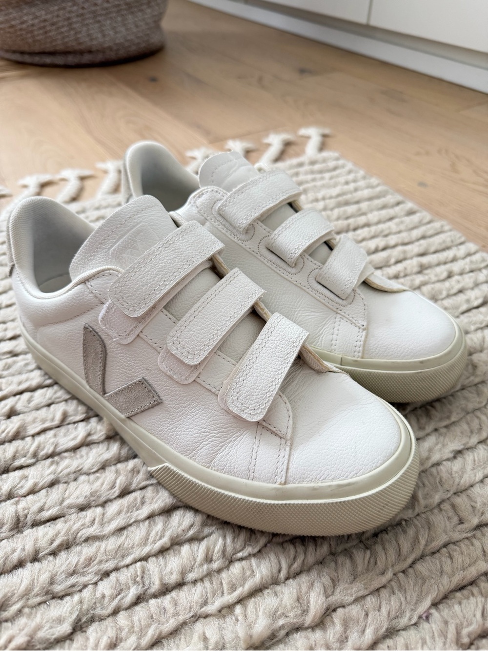 Veja Women’s White Leather Velcro Sneakers